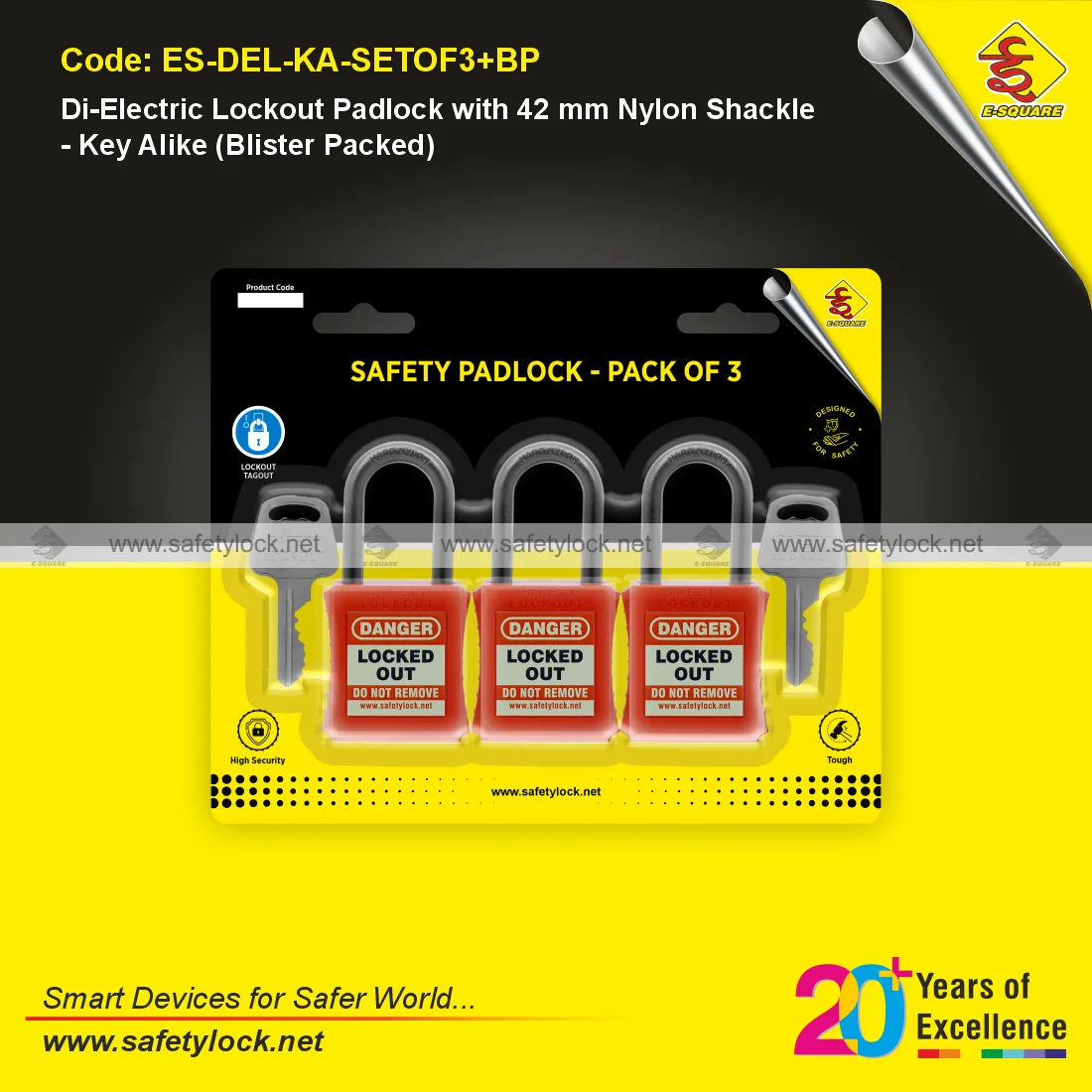 nylon lockout padlock in blister packaging