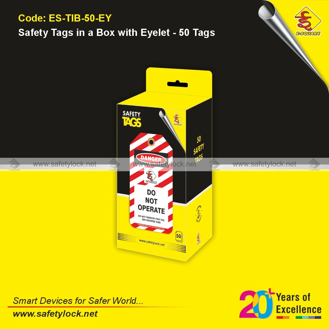 Safety Tags in a Box with Eyelet and 50 Tags for Industrial Safety Identification and Equipment Tagging Applications