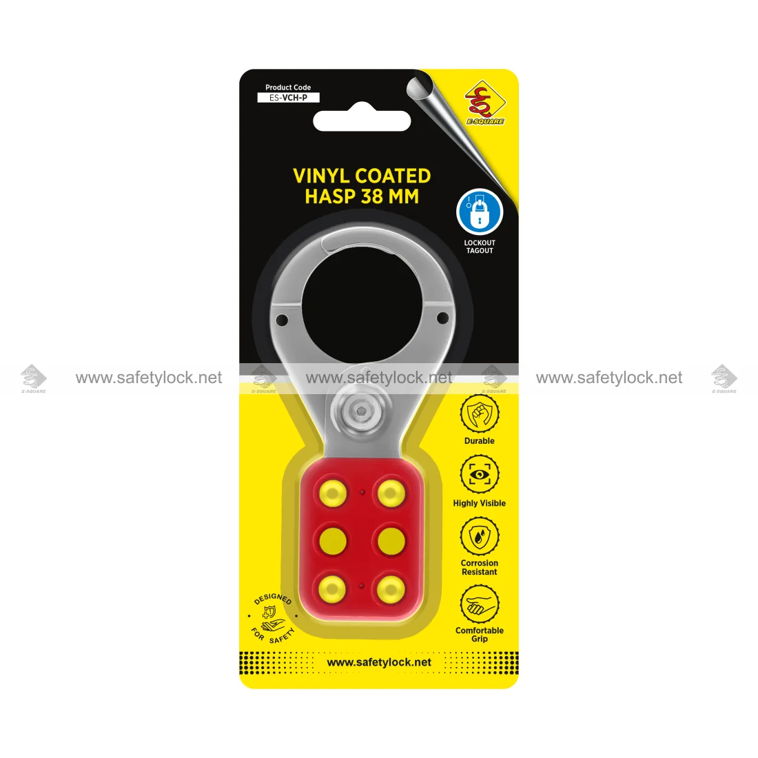 vinyl coated lockout hasp premier 38 mm in blister packaging