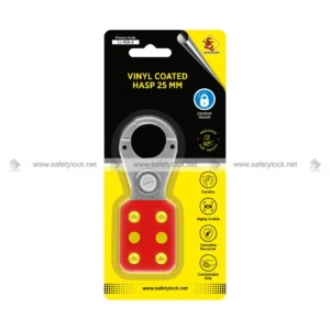 vinyl coated lockout hasp small in blister packaging