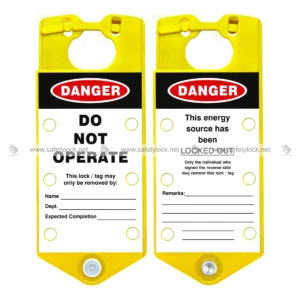 yellow color tago lockout hasp