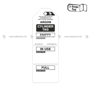 3 stage cylinder tags argon with perforation white