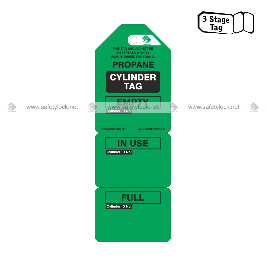3 stage cylinder tags green colour
