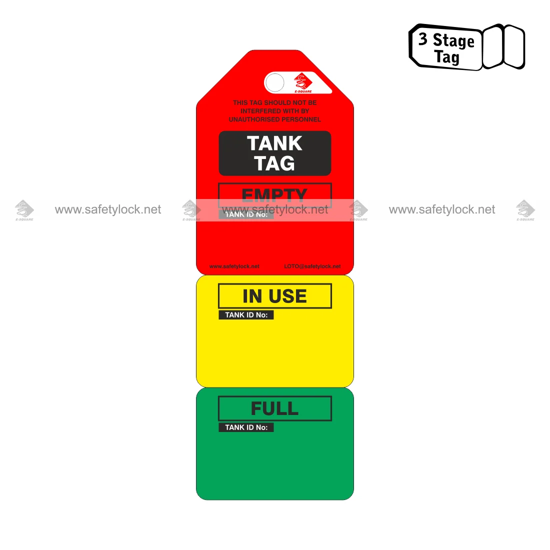 3 stage perforated tank tags for general use