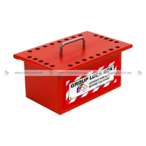 E-Square group lockout box with steel handle at top