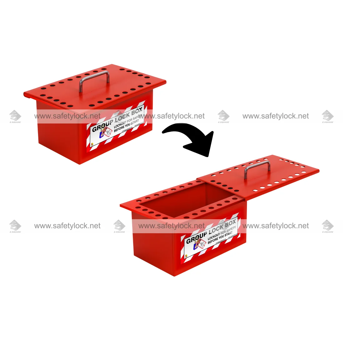 top sliding lid in steel group lock box