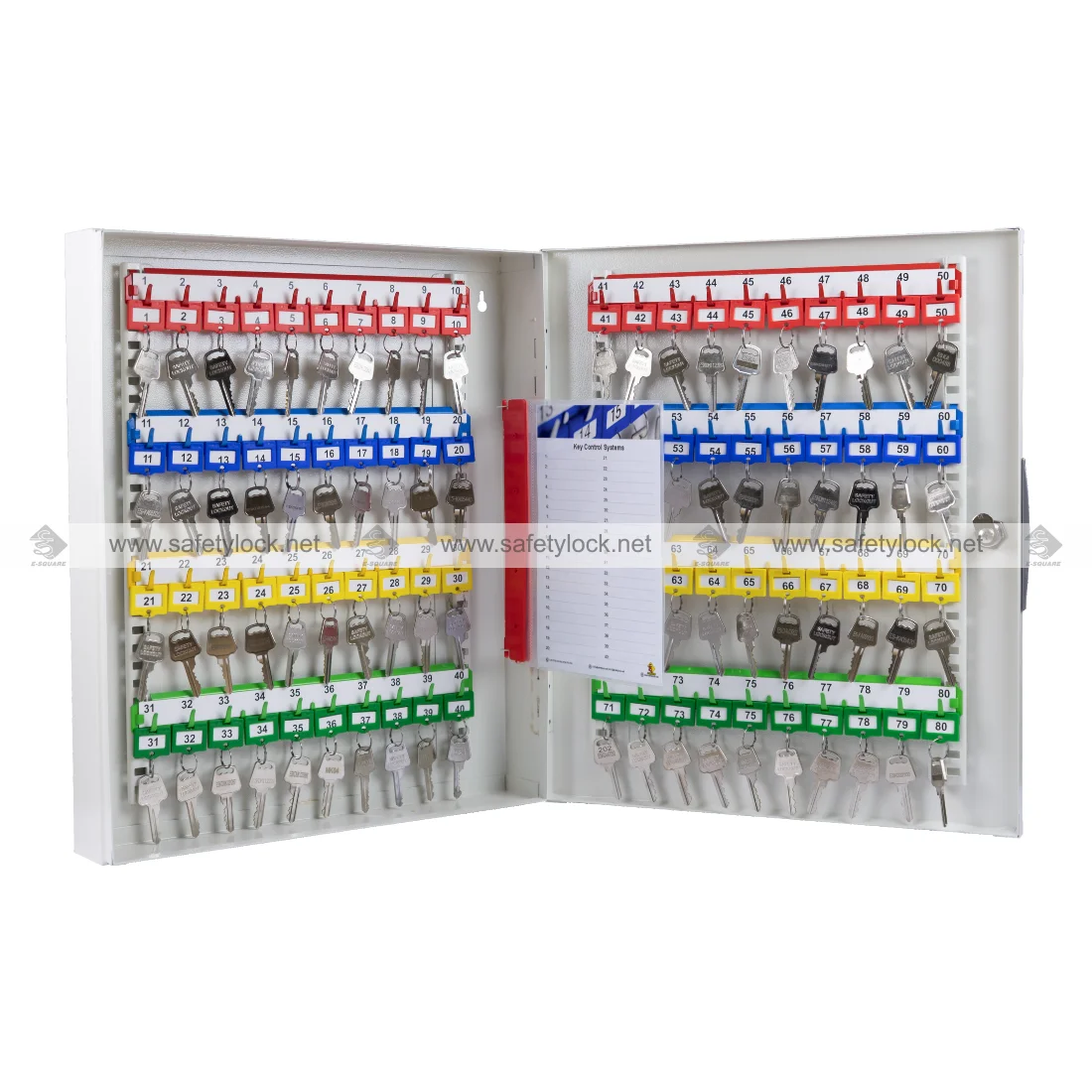 heavy duty key cabinet with coloured keys
