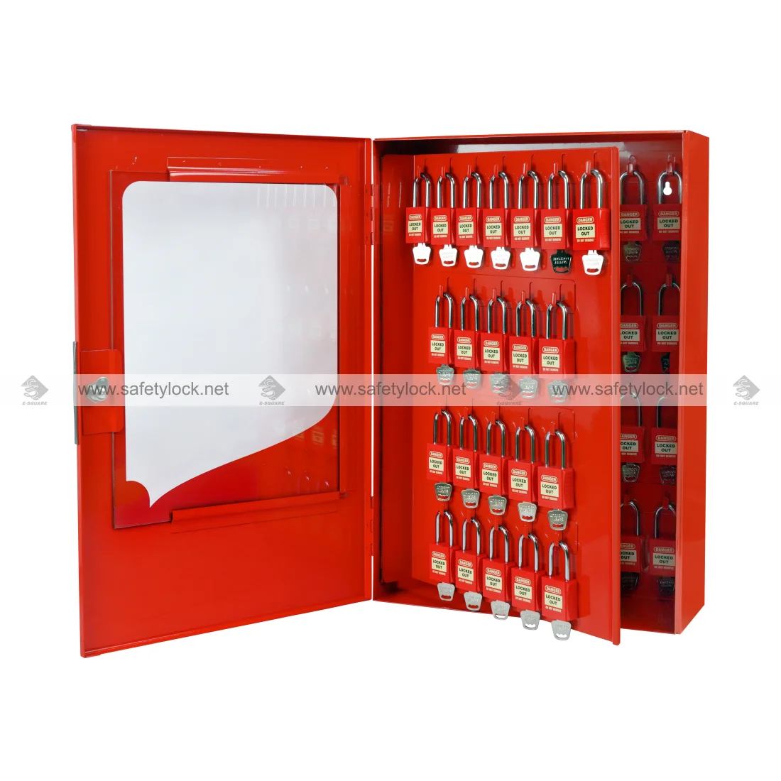 50 lockout padlocks cabinet clear fascia