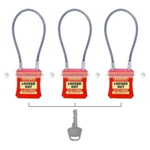 cable lockout safety padlock with 3 mm flexible cable