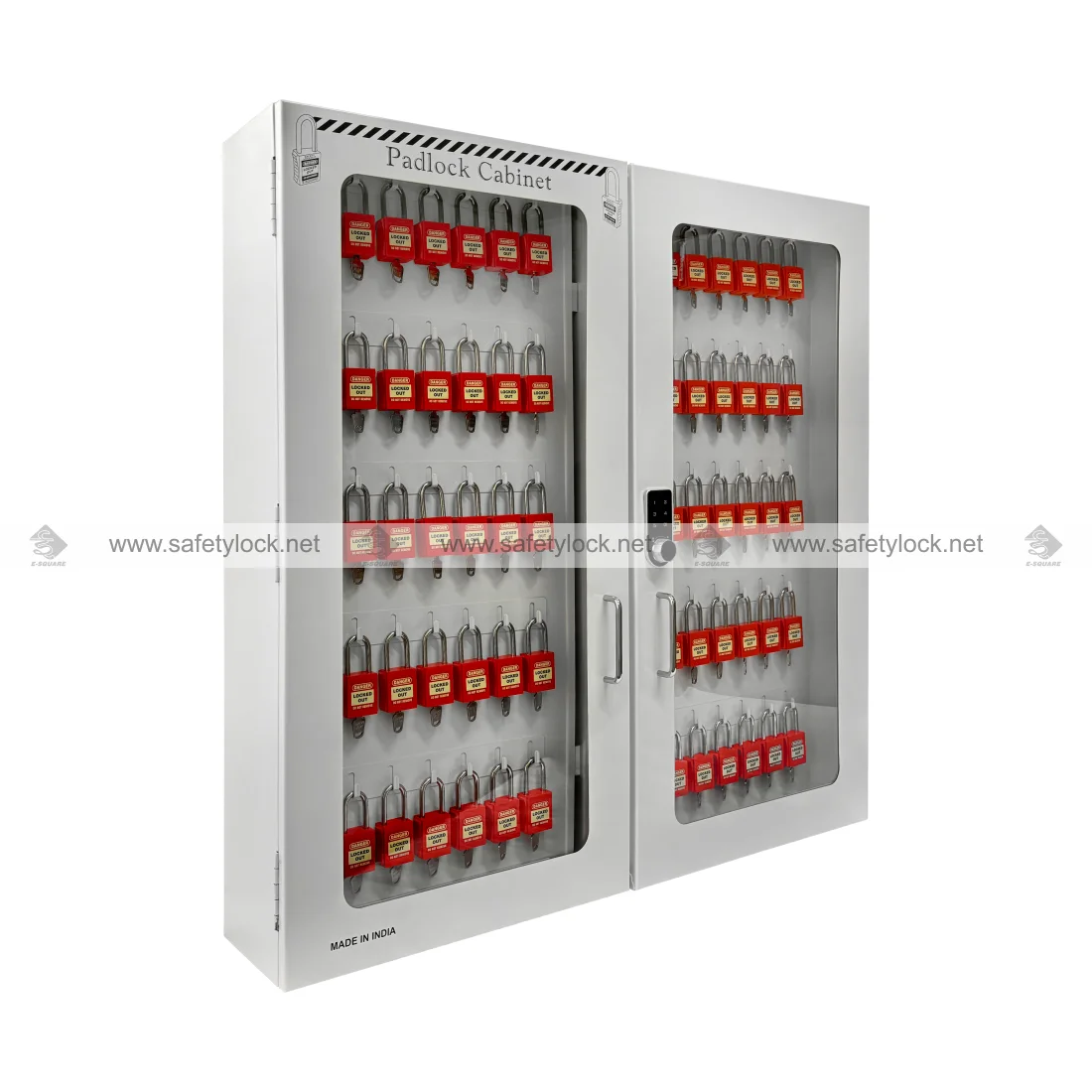 grey colour lockout padlock cabinet with digital lock