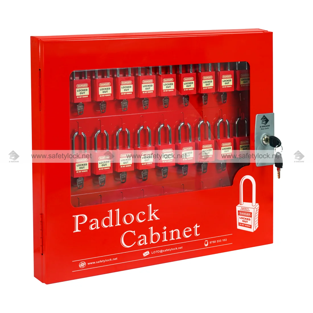red color padlock cabinet clear fascia with 30 locks