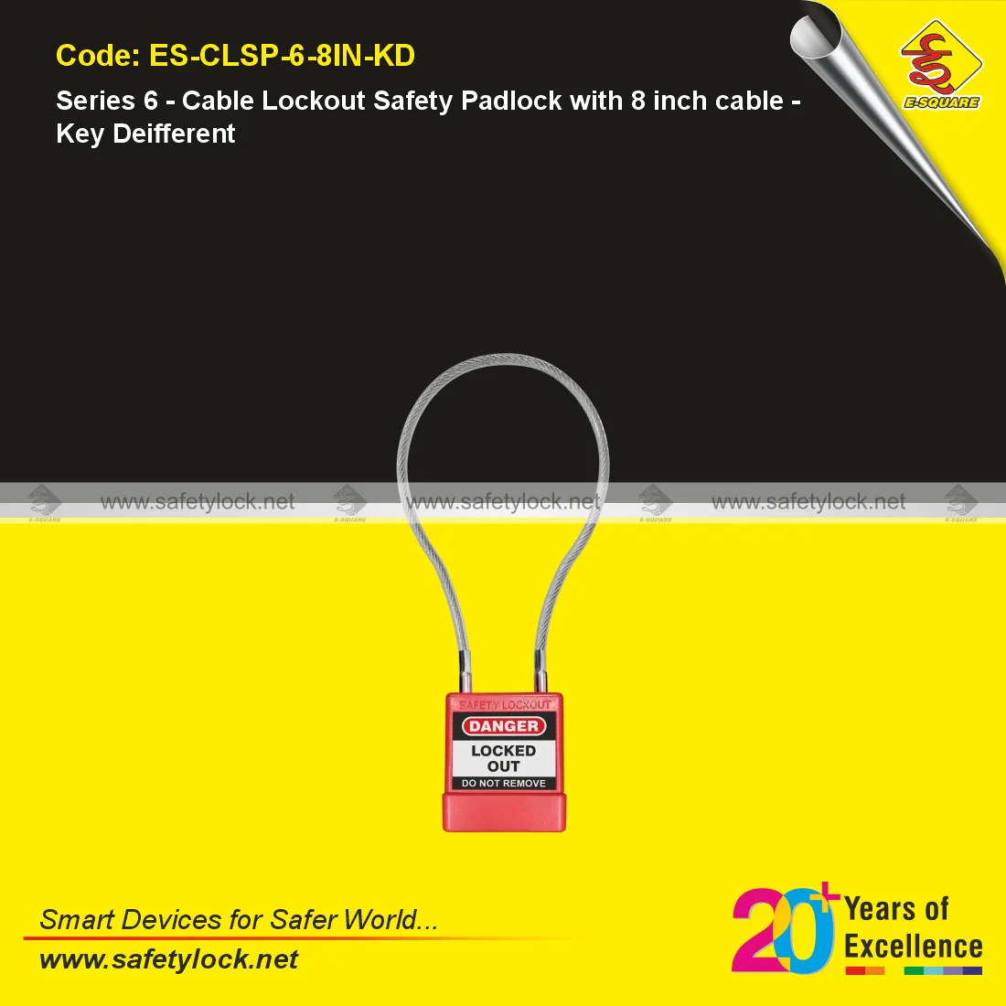 buy cable lockout safety padlock 8-inch