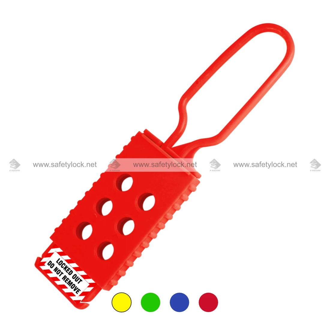 Red Di-Electric Lockout Hasp with 6 Holes and 80mm Clearance for LOTO Safety | E-Square