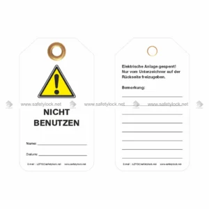 German language lockout tags for chemical and electrical industry