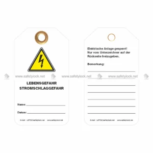 lebensgefahr stromschlaggefahr lockout tags in German language