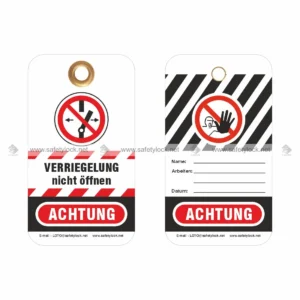 lockout tags in German language for oil and gas industry
