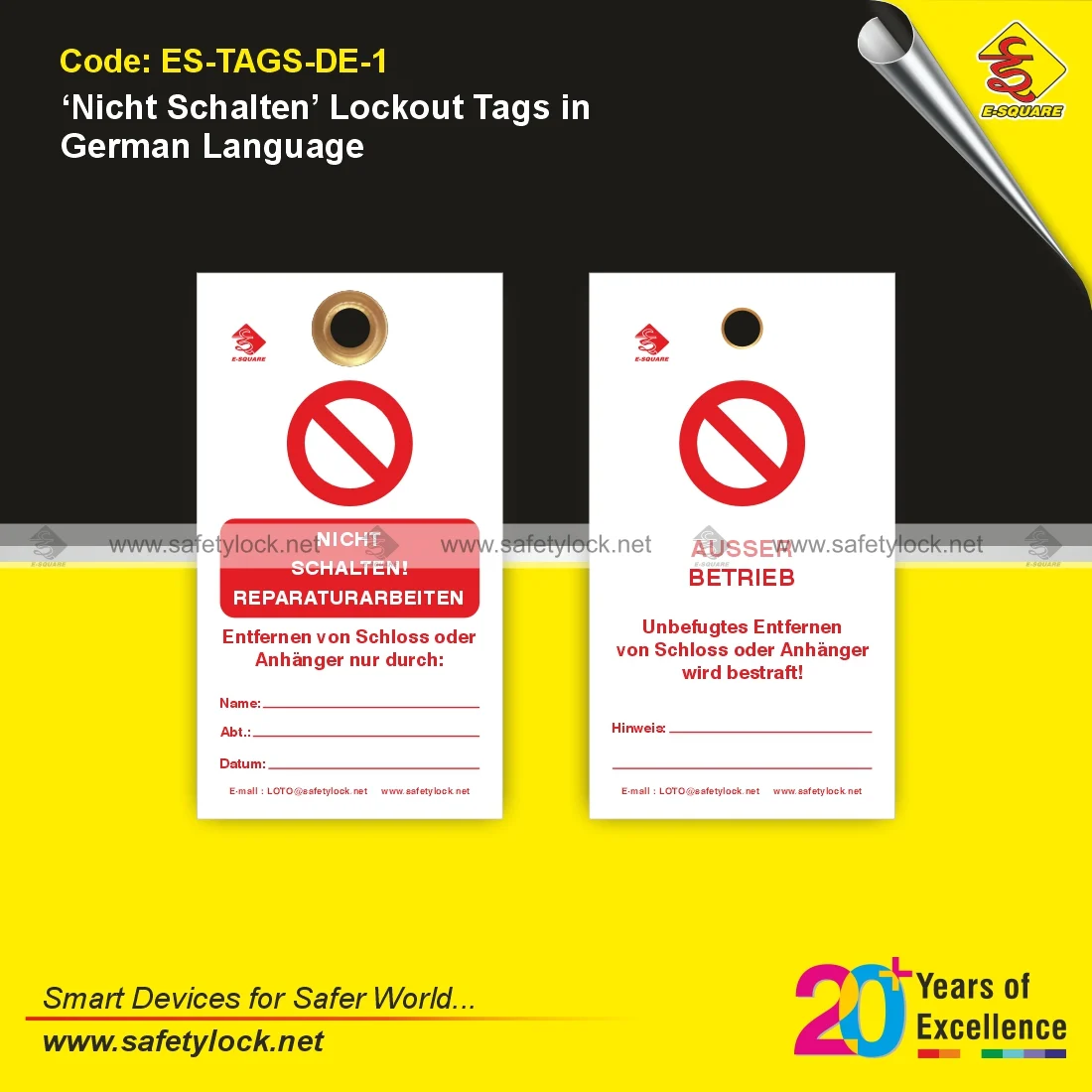 Nicht Schalten Lockout Tags in German Language for Industrial Safety Applications