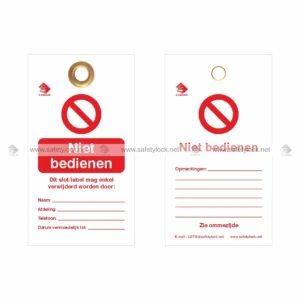 niet bedienen lockout tags in Dutch language
