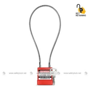Red Series 6 Cable Lockout Safety Padlock with 16 Inch Cable for Industrial Lockout Tagout Applications