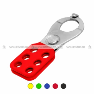 Red Small Vinyl Coated Lockout Hasp with Single Locking for LOTO Safety Lockout Tagout Applications by E-Square Alliance