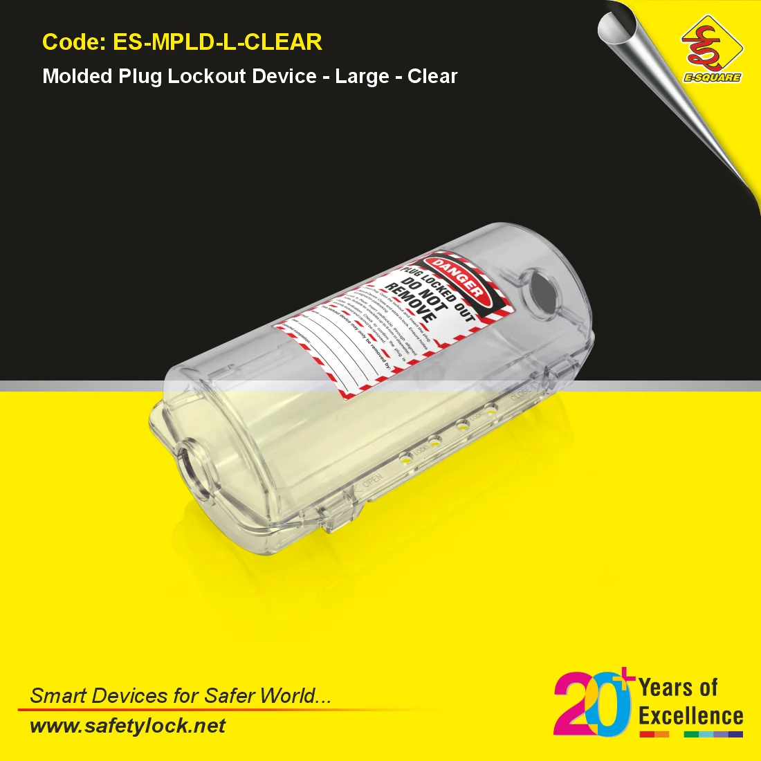 lockout tagout plugs with clear molded plug lockout device