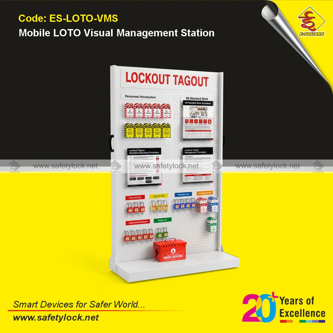 mobile loto visual management station for padlocks documents tags