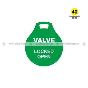 <b>Stainless Steel Valve Tag</b> - Wide Oval - <b>40 mm Dia</b> - Locked Open - Green
