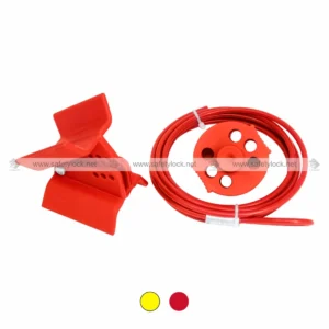 Universal Butterfly Valve Lockout with Cable Lockout Device for Lockout Tagout Safety - Red