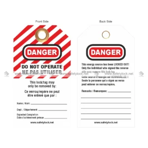 bilingual lockout tags in English and French