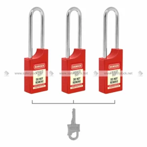 Red Handy Lockout Safety Padlock with 85 mm Steel Shackle Key Alike for LOTO Safety Applications by E-Square Alliance