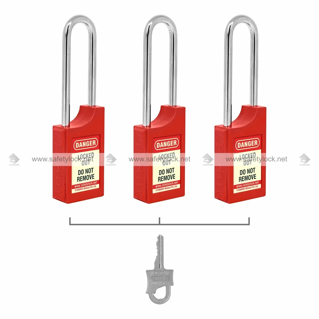 Red Handy Lockout Safety Padlock with 85 mm Steel Shackle Key Alike for LOTO Safety Applications by E-Square Alliance