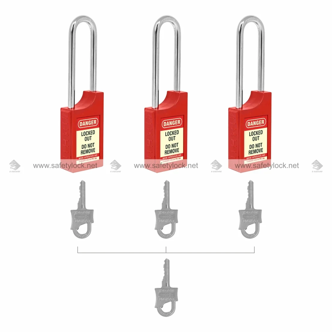 Red Handy Lockout Safety Padlock with 85 mm Steel Shackle Key Different with Master Key for LOTO Safety Applications by E-Square Alliance