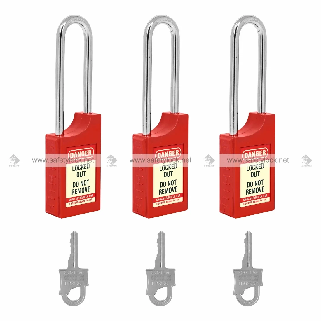 Red Handy Lockout Safety Padlock with 85 mm Steel Shackle Key Different for LOTO Safety Applications by E-Square Alliance