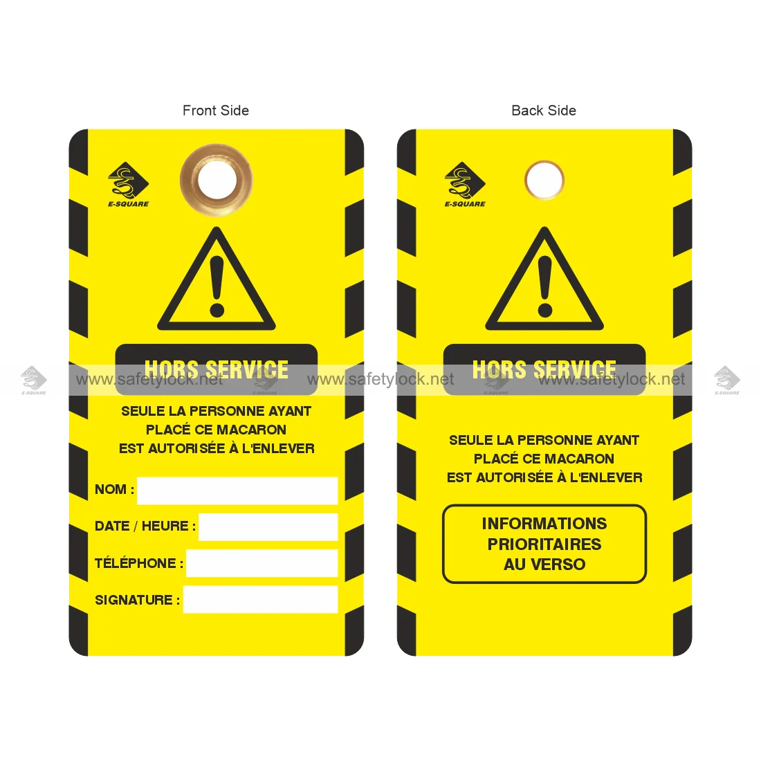 hors service lockout tag in French language