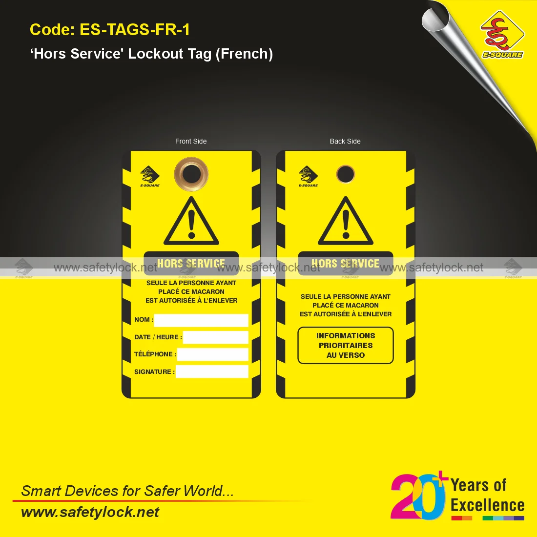 yellow black lockout tags French language