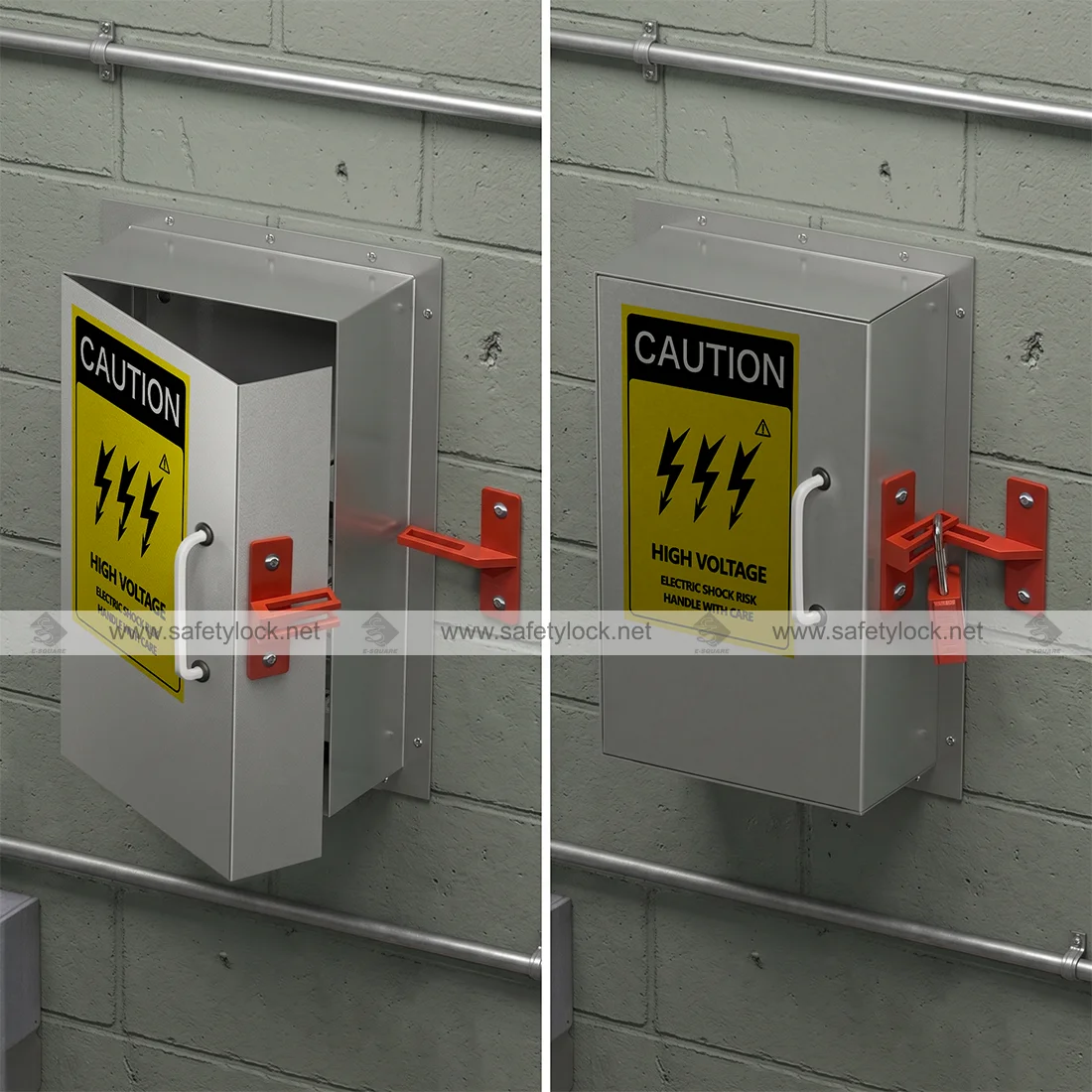 lockout tagout electrical panel door with universal lockout device