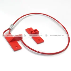 universal electrical panel lockout device with cable for double door lockout